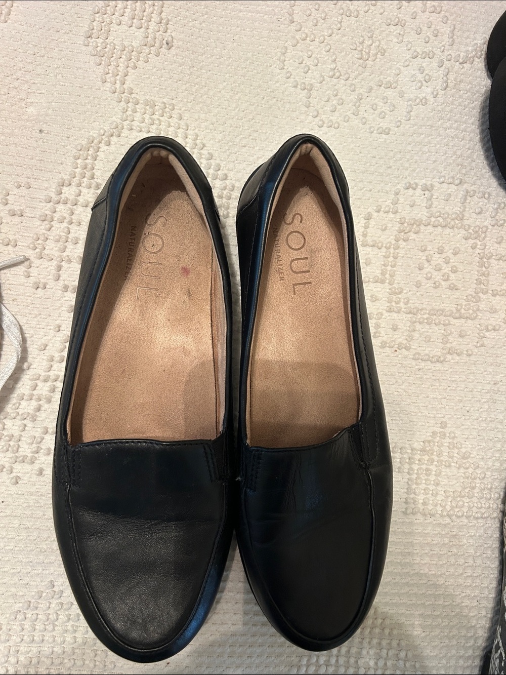 SOUL Naturalizer Black Leather Slip-On Flats